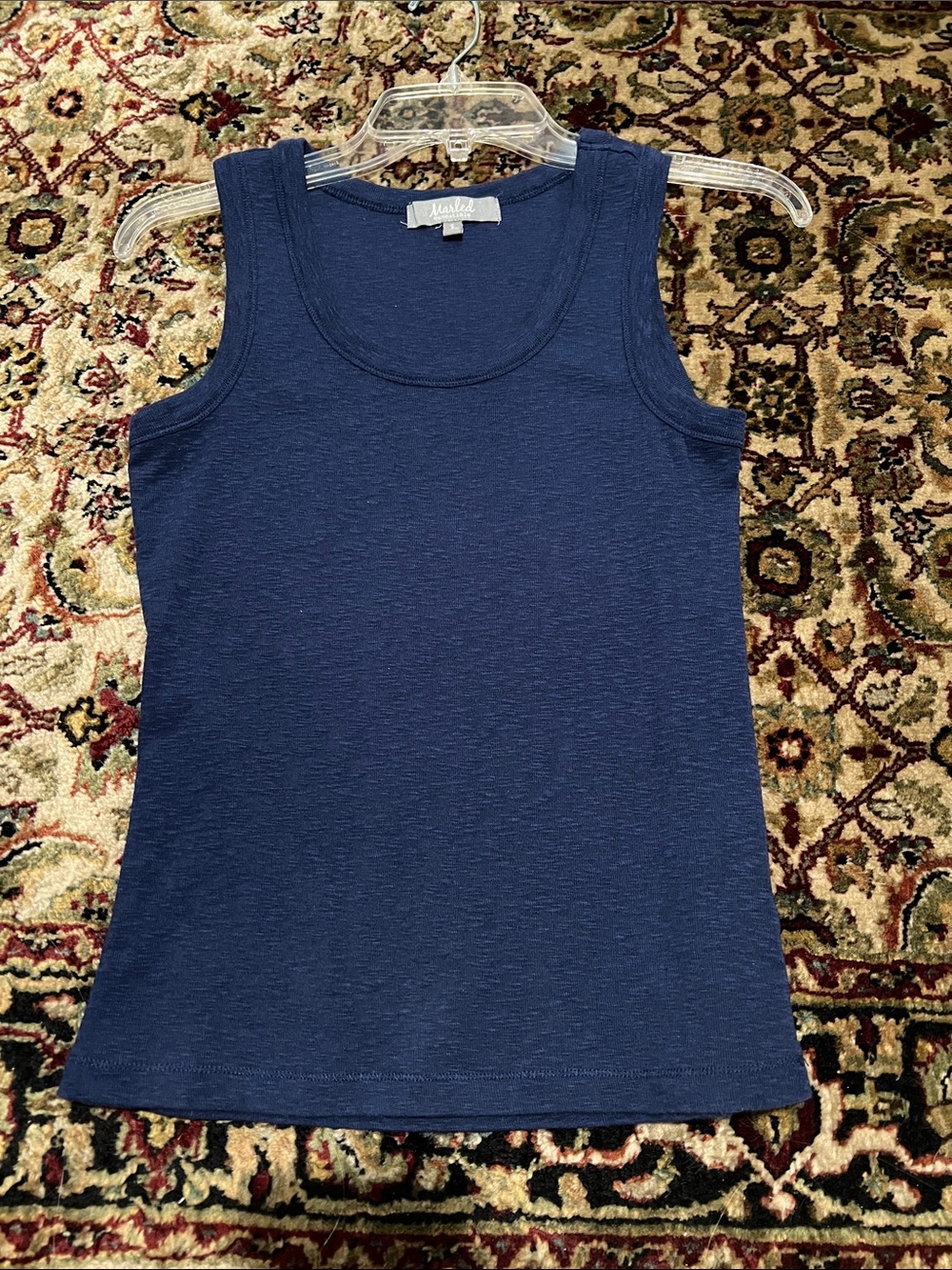 Marled Navy Ribbed Scoop Neck Tank